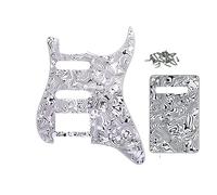 ROZILO Juego de placa trasera de guitarra Strat HSS de 11 agujeros, color negro y blanco, para Fender US/Mexico Made Standard Stratocaster