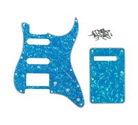 ROZILO Juego de placa trasera para guitarra Fender Stratocaster estándar de 11 agujeros, color azul claro perla Strat HSS para Fender US/México