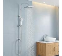 Rozin Juego de sistema de ducha cromado ajustable, kit de riel elevador de ducha cuadrado de 8 pulgadas, ducha de mano sin mezclador para baños