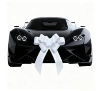 Rozozo Lazo de coche de 30 pulgadas, lazo de regalo gigante con feliz cumpleaños para automóvil, lazo grande para automóvil, lazo grande para regalos con 4 lazos pequeños, color blanco