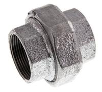 Rp 1 1/2'' Hierro fundido zincado Espiga doble de 3 piezas con cierre cónico 25 Bar