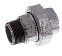 Rp 1 1/4'' x R 1 1/4'' F/M Hierro fundido zincado Espiga doble 3 piezas con junta plana 25 Bar