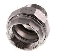 Rp 2 1/2'' x R 2 1/2'' F/M Espiga doble de acero inoxidable de 3 piezas con junta plana 16 Bar