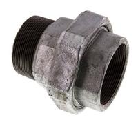 Rp 2 1/2'' x R 2 1/2'' F/M Hierro fundido zincado Espiga doble 3 piezas con junta plana 25 Bar