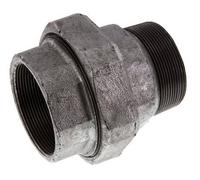 Rp 2 1/2'' x R 2 1/2'' F/M Hierro fundido zincado Espiga doble de 3 piezas con cierre cónico 25 Bar