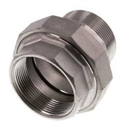 Rp 2'' x R 2'' F/M Espiga doble de acero inoxidable de 3 piezas con junta plana 16 Bar