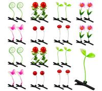 RP Remarkable Power, Paquete de 28 pinzas para el cabello con brotes de frijoles vegetales para mujeres y niñas