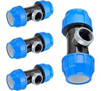 RP RIEGOPRO Te Rosca Hembra PE con Salida Reforzada para Tuberías de Agua y Riego | Fitting PE Alta Presión | Uniones Seguras para Jardín, Huerto y Agricultura (4 Unidades, 40mm - 1 1/4")