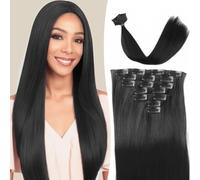 RPAEOY 7 Piezas Extensiones Cabello Clip Liso Largo 22 Pulgadas Peluca Sintética Resistente Calor 16 Clips Aspecto Natural
