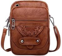 RPAEOY Bolso Bandolera Compacto Trenzado Cuero Sintético Mini Bolsa Teléfono Móvil Compartimentos Múltiples Correa Ajustable Estilo Vintage