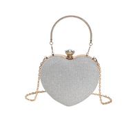 RPAEOY Bolso Clutch Mujer Corazón Elegante Clutches Bolsos de Fiesta Dorado Plateado Cadena Desmontable Boda Ceremonia Noche Cartera Pequeña
