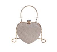 RPAEOY Bolso Clutch Mujer Corazón Elegante Clutches Bolsos de Fiesta Dorado Plateado Cadena Desmontable Boda Ceremonia Noche Cartera Pequeña