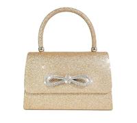 RPAEOY Bolso Clutch Mujer Fiesta Brillante con Lazo Cristales Bolsos de Mano Elegantes Clutches Dorado Plateado Boda Ceremonia Cartera Noche
