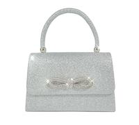 RPAEOY Bolso Mujer Brillante Elegante Clutch de Pajarita Bolso de Hombro con Cadena Bolsos Ceremonia Bolso de Embrague Fiesta para Boda Novia Banquete Prom Plateado