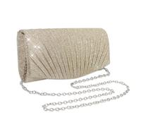 RPAEOY Bolso Clutch Mujer Fiesta Elegante con Cadena Plateada Bolsos de Mano para Bodas Eventos Clutches Brillantes con Textura Plisada