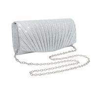 RPAEOY Bolso Clutch Mujer Fiesta Elegante con Cadena Plateada Bolsos de Mano para Bodas Eventos Clutches Brillantes con Textura Plisada