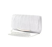 RPAEOY Bolso Clutch Mujer Fiesta Elegante Plisado Cadena Dorada Clutches Bolsos de Mano Brillante Cartera Noche Boda Ceremonia Bolsos Fiesta Plateado