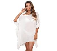 RPAEOY Camisolas Playa Mujer Bikini Cover up Pareo Playa Vestido Gasa Suelto Camisa Asimétrico Volantes Ropa Baño Verano Beachwear Vacaciones Elegante