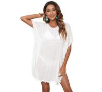 RPAEOY Camisolas Playa Mujer Estilo Poncho Bikini Cover up Pareo Playa Vestido Gasa con Borlas Ropa Baño Vacaciones Beachwear Elegante Suelto Verano