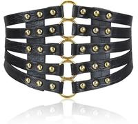 RPAEOY Cinturón Corsé Mujer Ancho Multicapa Hebillas Doradas Tachuelas Metálicas Ajustable Elástico Estilo Vintage Cuero Sintético Elegante