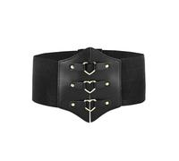 RPAEOY Cinturones de Mujer Ancho Remaches Hebilla Cuadrada Corazón Corsé Cuero PU Genuino Cintura Ajustable Vintage Elástico Retro para Camisa Vestidos Abrigos Fiesta (#3)