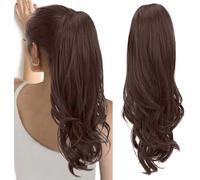 RPAEOY 66 cm Extensiones Pelo Natural Coleteros Pelo Moño Postizo Postizos Moño y Coletas Ondulado Rizado Secret Extensión Invisible Peluca Mujer(Marrón oscuro)