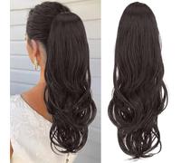 RPAEOY 66 cm Extensiones Pelo Natural Coleteros Pelo Moño Postizo Postizos Moño y Coletas Ondulado Rizado Secret Extensión Invisible Peluca Mujer(Marrón negro)