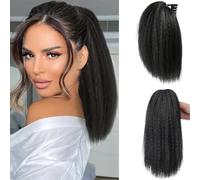 RPAEOY Cola Caballo Postizo Voluminoso Liso Pinza Extensión Cabello Natural Recto Coleta Sintética Larga