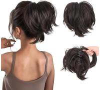 RPAEOY Coleta Postiza Corta Recta Pinza Garra Extensión Cabello Sintético Natural Peinado Rápido Volumen Inmediato