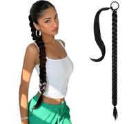 RPAEOY Coleta Postiza Pelo Extensiones Larga Liso Postizos Sintético DIY Coleta Envolvente Ponytail Extensiones De Cola Natural Trenzado Extensiones Pelo Para Mujer Negro