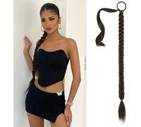 RPAEOY Coleta Postiza Pelo Extensiones Larga Liso Postizos Sintético DIY Coleta Envolvente Ponytail Extensiones De Cola Natural Trenzado Extensiones Pelo Para Mujer Marrón