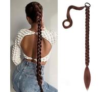 RPAEOY Coleta Postiza Pelo Extensiones Larga Liso Postizos Sintético DIY Coleta Envolvente Ponytail Extensiones De Cola Natural Trenzado Extensiones Pelo Para Mujer Chocolate