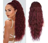 RPAEOY Coleta Postiza Rizada Pelo Drawstring 26 Pulgadas Largas Cola de Caballo Extensiones Ondulado Ponytail Sintético Extension Postizos de Pelo para Mujeres (#1)