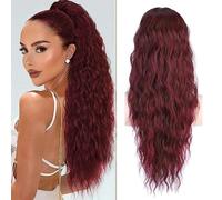 RPAEOY Coleta Postiza Rizada Pelo Drawstring 26 Pulgadas Largas Cola de Caballo Extensiones Ondulado Ponytail Sintético Extension Postizos de Pelo para Mujeres (#2)