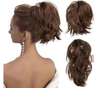RPAEOY Extensión Cabello Coleta Rizada Corta Pinza Moño Despeinado Postizo Natural Voluminoso