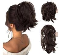 RPAEOY Extensión Cabello Coleta Rizada Corta Pinza Moño Despeinado Postizo Natural Voluminoso