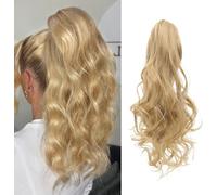 RPAEOY 45 cm Extensiones Pelo Natural Coleteros Pelo Moño Postizo Postizos Moño y Coletas Ondulado Rizado Secret Extensión Invisible Peluca Mujer(Dorado)