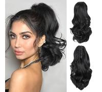 RPAEOY Extensión Cabello Ondulado Pinza Cola Caballo Postizo Rizado Natural Voluminoso Coleta Sintética Elegante Aspecto Natural