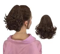 RPAEOY Extensión Cabello Rizado Ondulado Cola Caballo Pinza Cordón 10 Pulgadas Postizo Volumen Natural Elegante Peinado Instantáneo