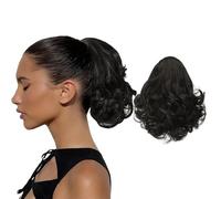 RPAEOY Extensión Cabello Rizado Ondulado Cola Caballo Pinza Cordón 10 Pulgadas Postizo Volumen Natural Elegante Peinado Instantáneo