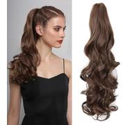 Rpaeoy Extensión De Cola De Caballo Ondulada Postizo De Cabello Sintético Fácil De Colocar Natural Y Suave Perfecto Para Todas Las Ocasiones Marrón Oscuro 60 Cm(Dark Brown)