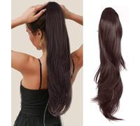 RPAEOY Extensión de Coleta de 60 cm con Cordón y Clips Extensión de Coleta Larga Ondulada de Varias Capas Pieza de pelo Sintético para Mujeres