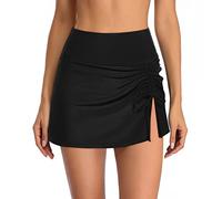 RPAEOY Falda de Baño Mujer Bikini Falda Corta con Cordón Traje de Baño Elegante Ruched Incorporada Pantalones de Bikini Deportivo Verano de Playa Braga de Natación (Negro,XL)