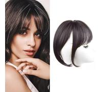 RPAEOY Flequillo Postizo Pelo Corto Falso Clip en Flequillo Flequillos de Extensiones Pelo Natural Bangs Pieza para Mujer (Marrón Negro)