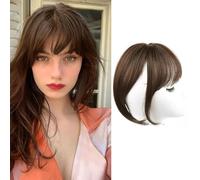 RPAEOY Flequillo Postizo Pelo Corto Falso Clip en Flequillo Flequillos de Extensiones Pelo Natural Bangs Pieza para Mujer (Marrón Claro)