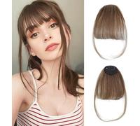 RPAEOY Flequillo Postizo Cabello Natural Aire fino Clip Extensiones Pelo Humano Franja Frontal Invisible Cambio Peinado Instantáneo Aspecto Realista