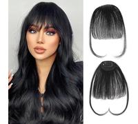RPAEOY Flequillo Postizo Cabello Natural Aire fino Clip Extensiones Pelo Humano Franja Frontal Invisible Cambio Peinado Instantáneo Aspecto Realista