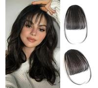RPAEOY Postizo Pelo Natural Clip Una Pieza Clip in Fringe Bangs Clip en Flequillo Francés Hair de Cabello Extensiones de Cabello Clip Prótesis Capilar para Mujer (Negro pardusco)