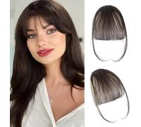 RPAEOY Flequillo Postizo Cabello Natural Aire fino Clip Extensiones Pelo Humano Franja Frontal Invisible Cambio Peinado Instantáneo Aspecto Realista