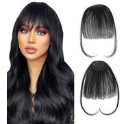 RPAEOY Flequillo Postizo Cabello Natural Aire fino Clip Extensiones Pelo Humano Franja Frontal Invisible Cambio Peinado Instantáneo Aspecto Realista
